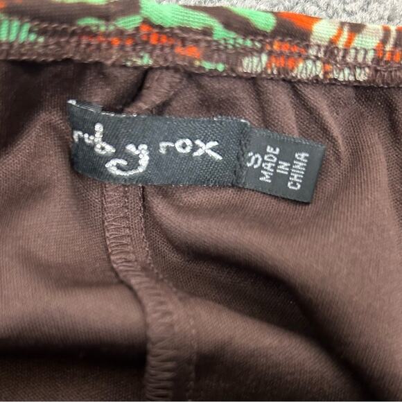 Ruby Rox Dress Womens Size S Brown Rust Teal Abstract Retro 70's Date Night Fun - Picture 10 of 14